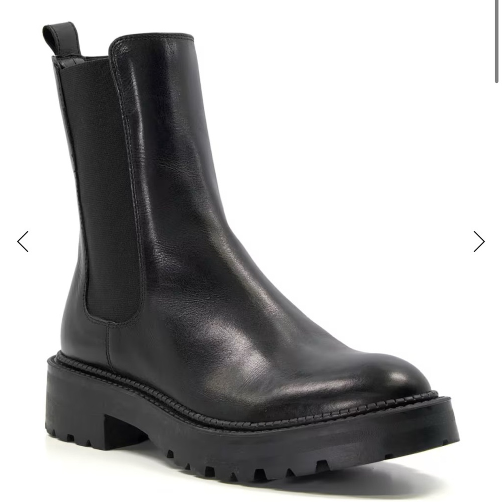 Dune London Women's Black Leather Chelsea Lug Sole Boots